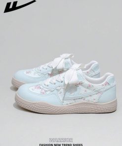 Pastel Floral Casual Sneakers – Light Blue